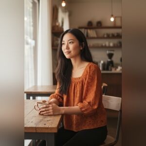 Lauren Conrad Elegant Orange Women's Top Sz PXS